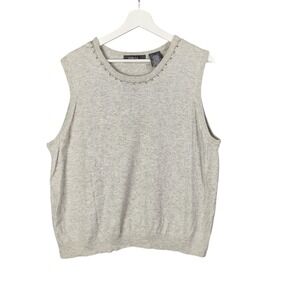 George Sweater Vest Lambswool Cashmere Angora Knit Beaded Trim Layering Women 22